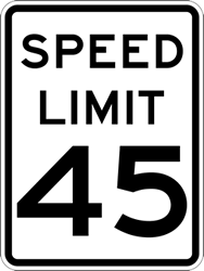 Sign - Speed Limit Sign - 45 MPH