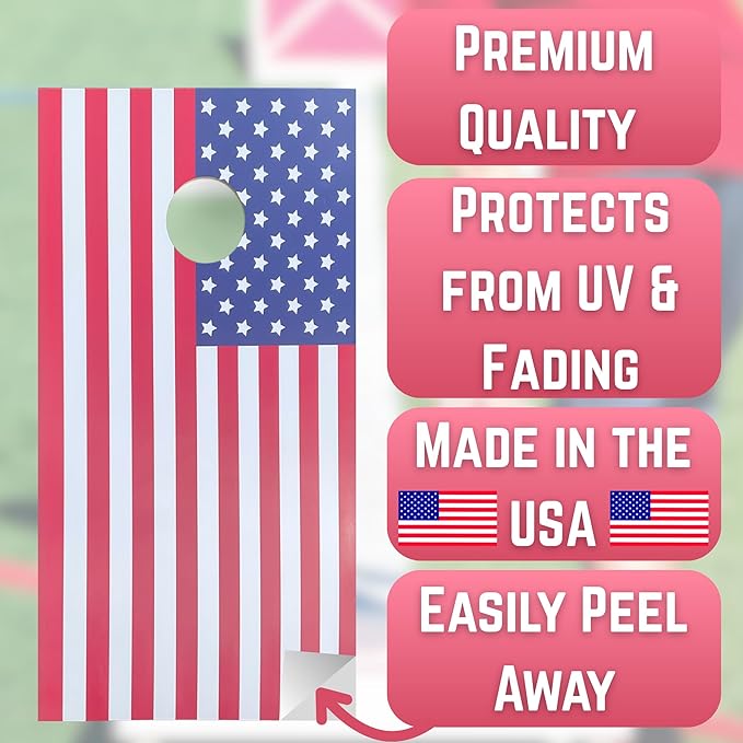 American Flag Cornhole Board Decal Set – Patriotic Vinyl Stickers (2 Pack)