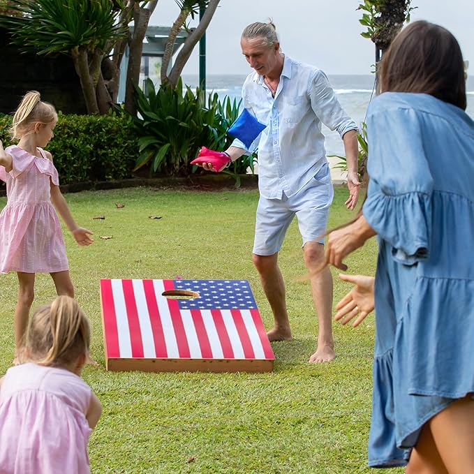 American Flag Cornhole Board Decal Set – Patriotic Vinyl Stickers (2 Pack)