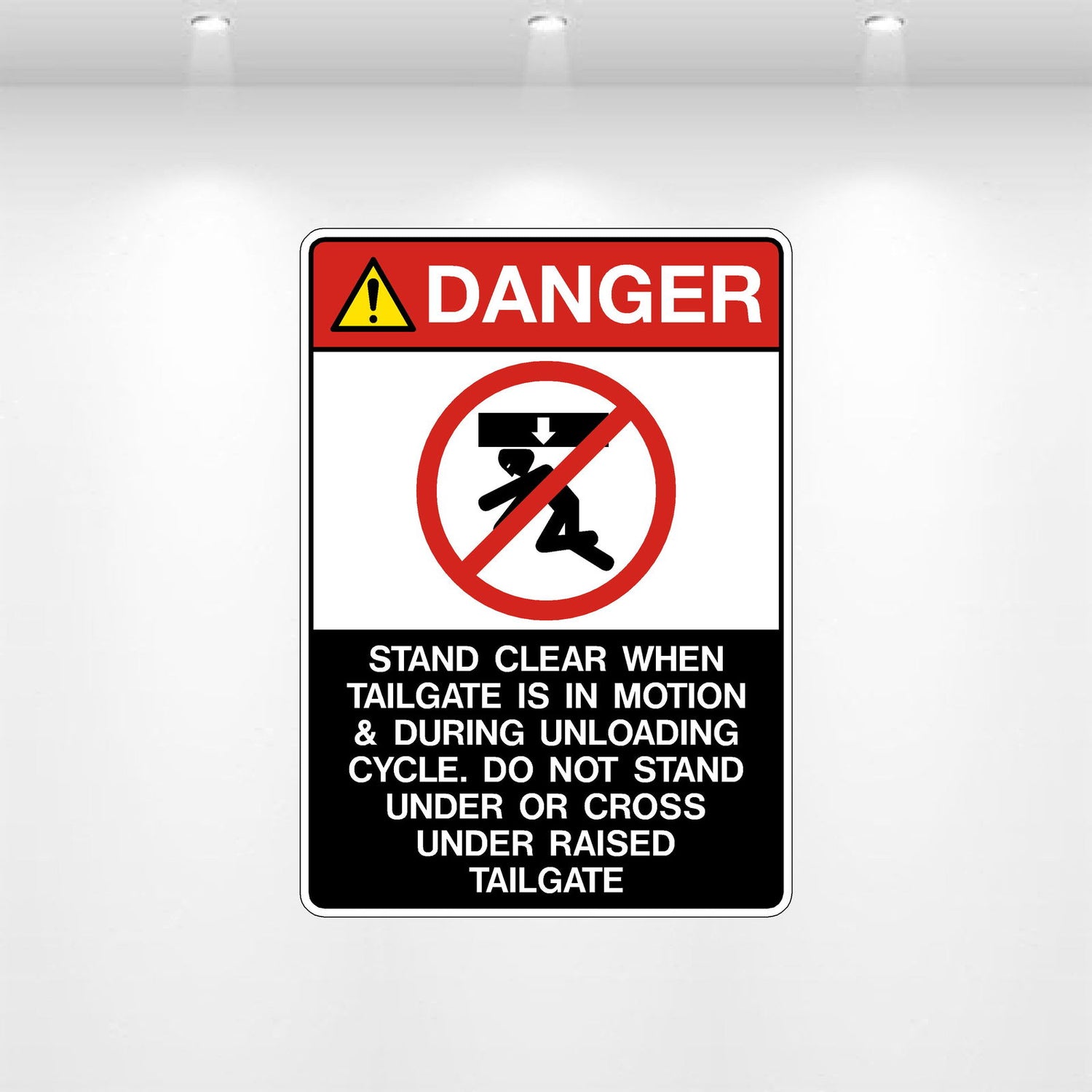 Danger stand clear when tailgate decal 5x7 vinyl tailgate safety warning