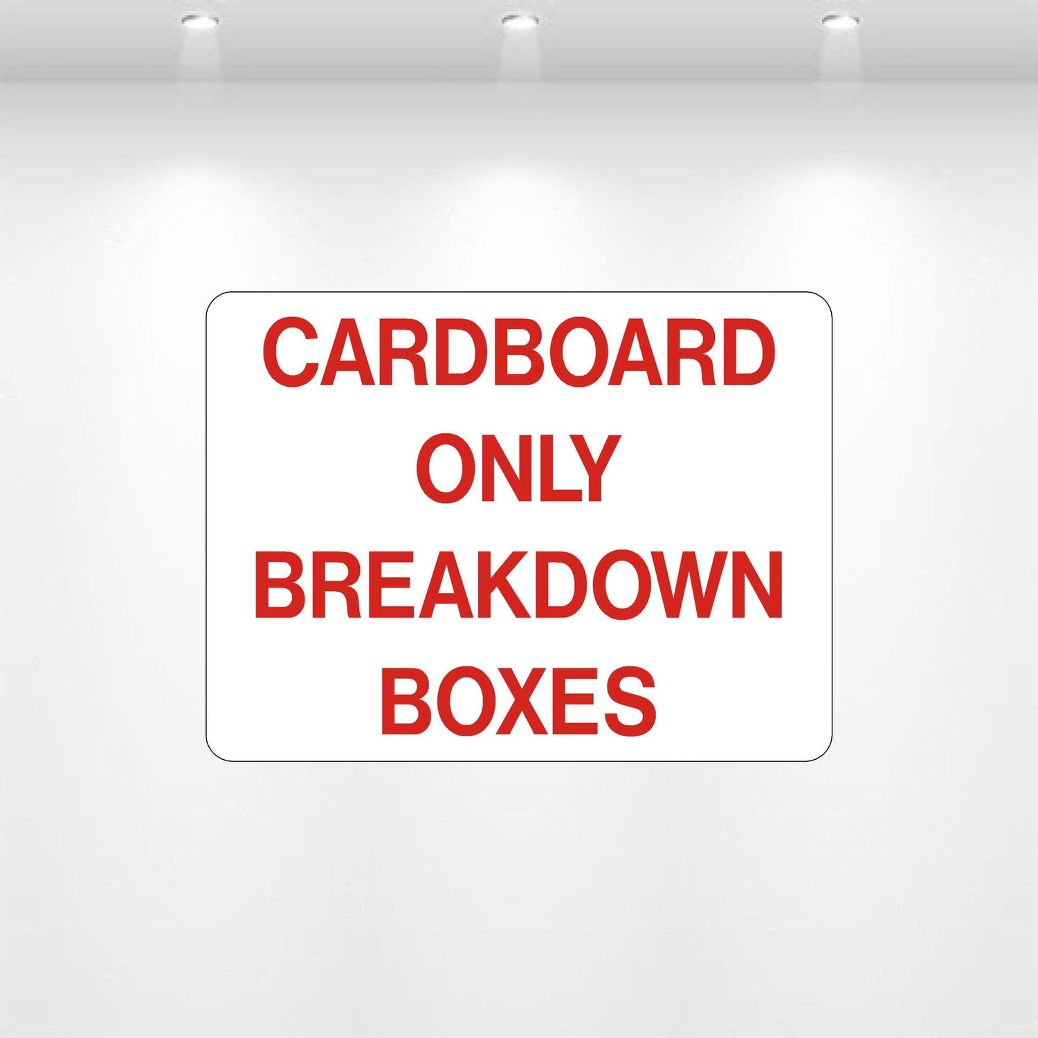 “Cardboard Only — Breakdown Boxes” recycling decal for cardboard bins and containers