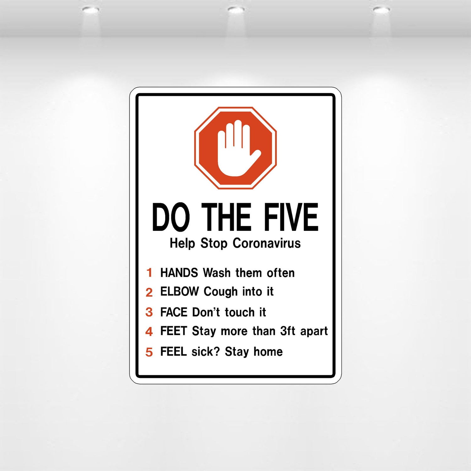 Do the Five safety decal – hygiene tips sign for disease prevention in public or workplace areas