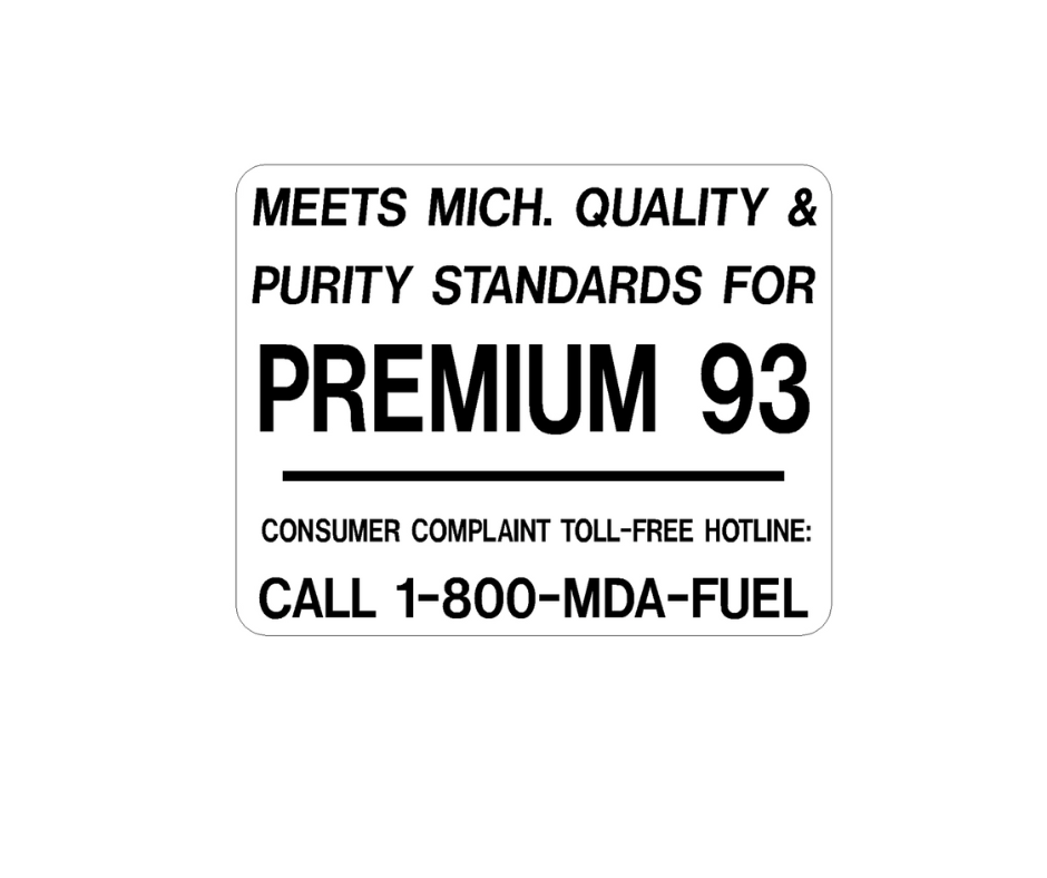 Decal - Michigan Mandatory Pump 93 | Safety Decals