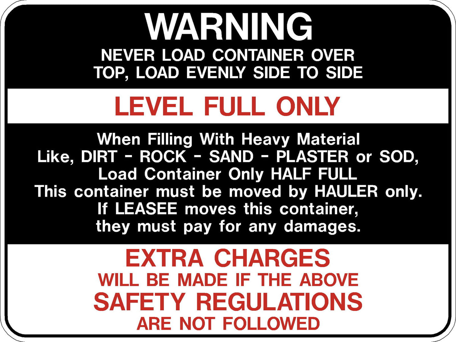 Decal - Never Load Container Over Top | Safety Decals