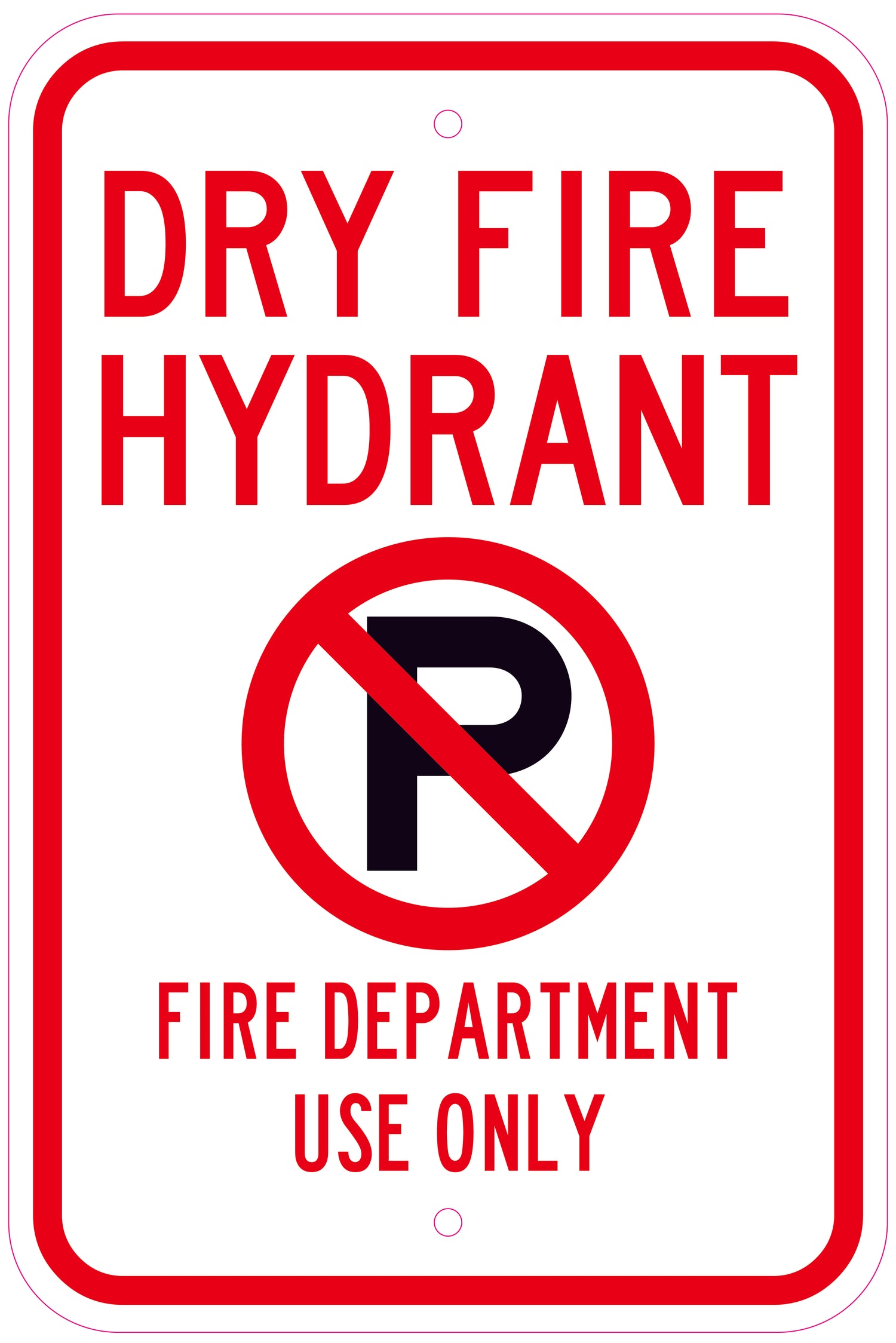 No Parking Dry Fire Hydrant Sign – Red and White Fire Safety Sign for Hydrant Access