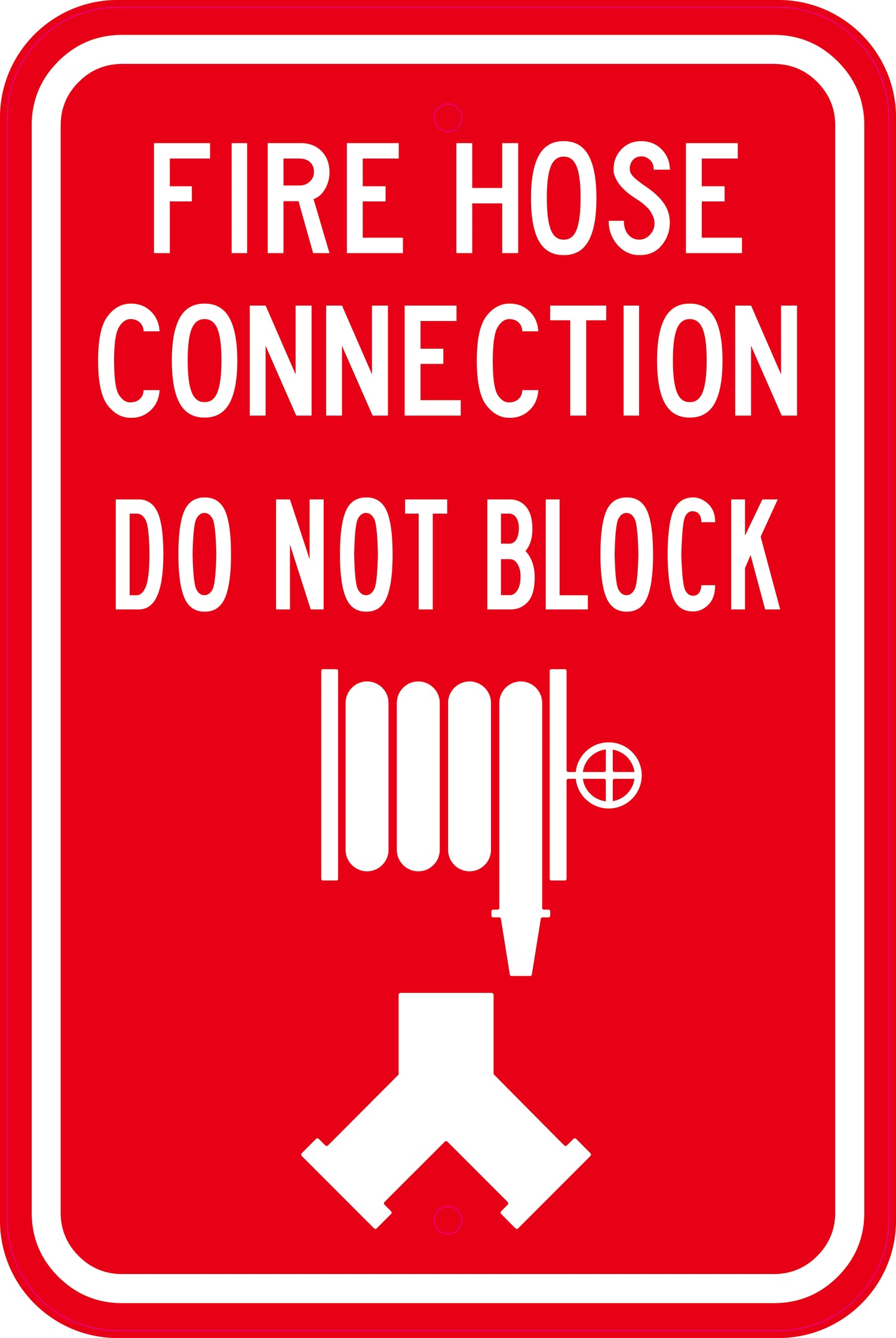 FDC Hose Connection Sign – Red and White Fire Department Connection Sign for Hose Access