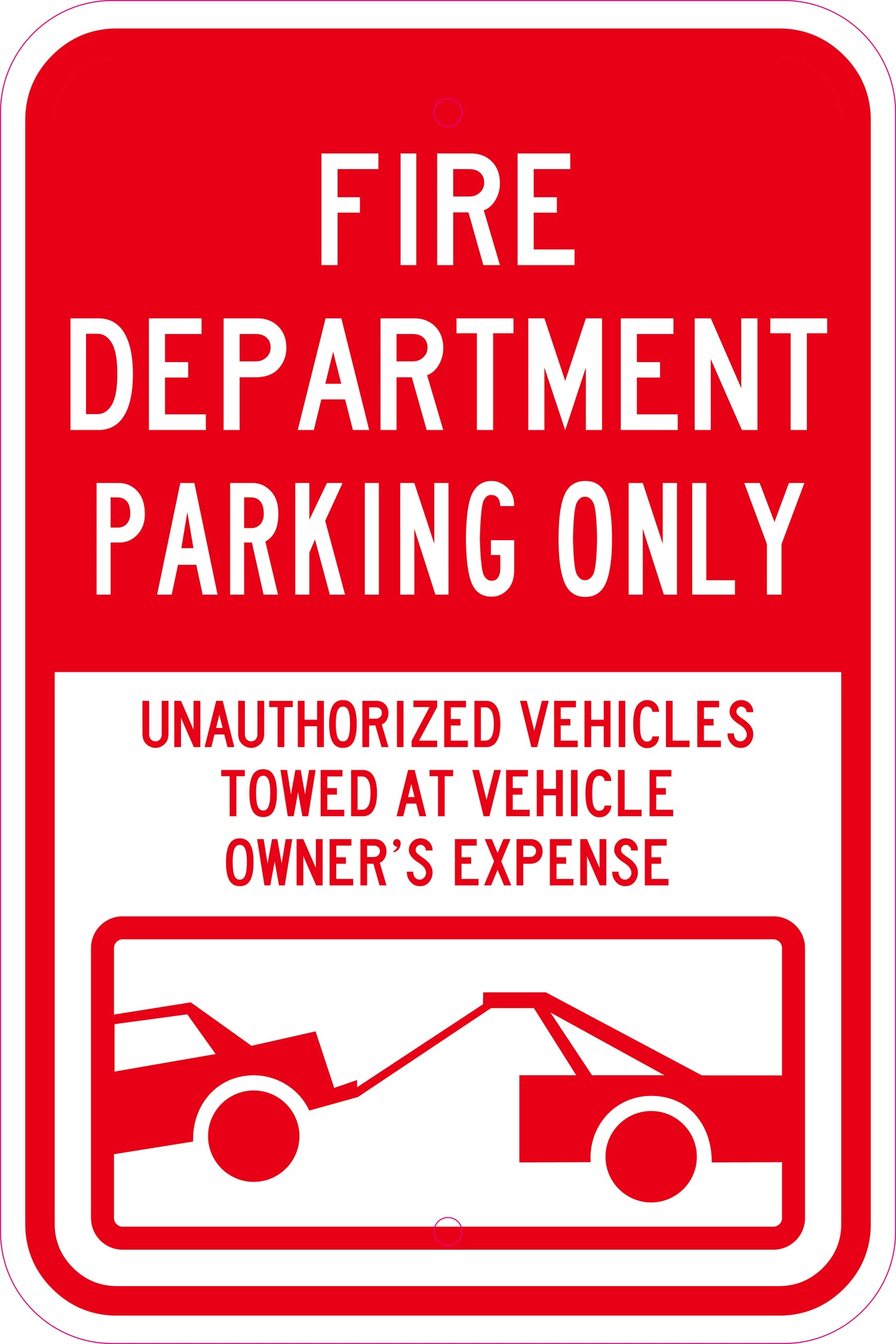 Fire Department Parking Only Sign – Red and White Emergency Vehicle Zone Marker