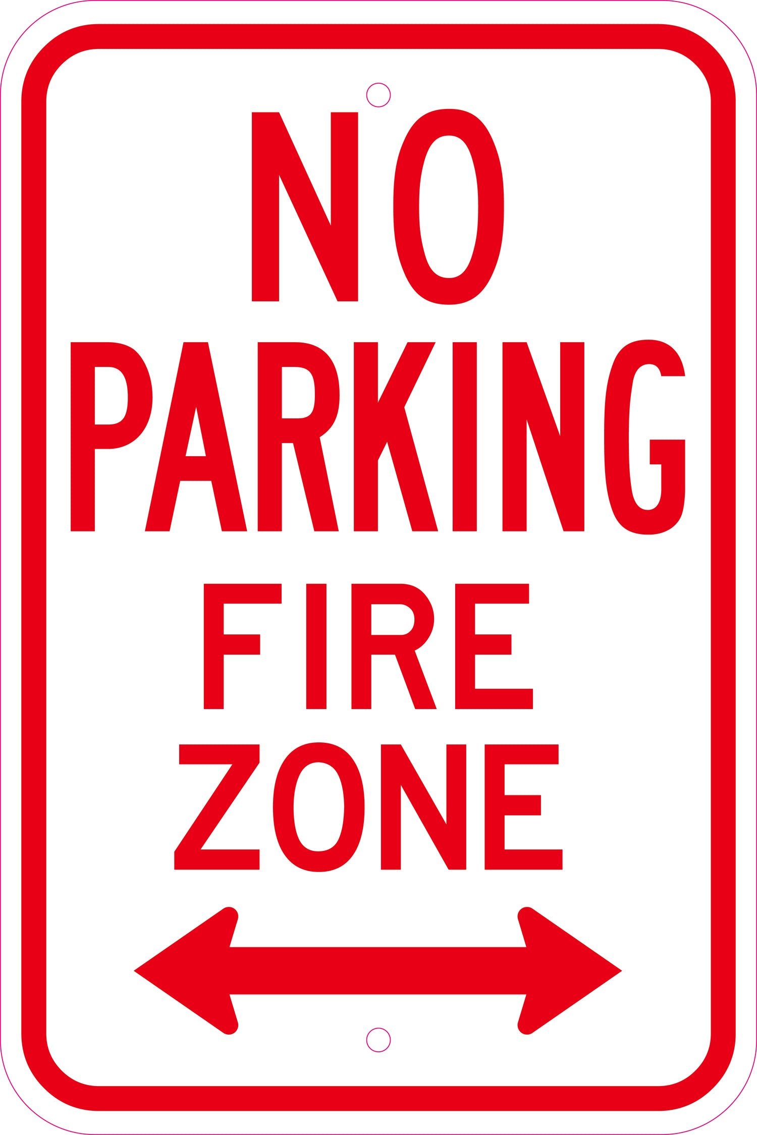Fire Zone No Parking Sign with Bi-Directional Arrows – Fire Lane Safety Sign