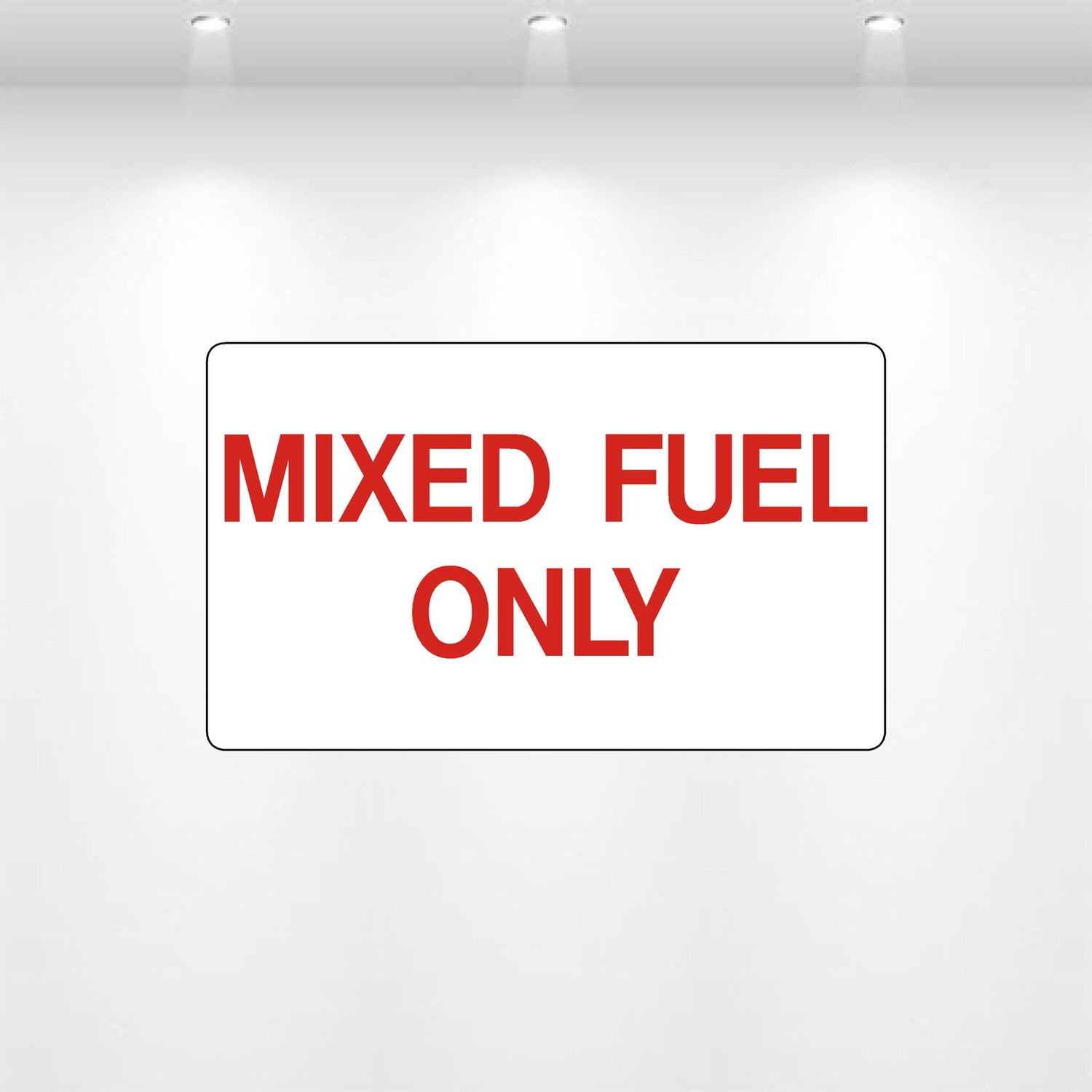 Mixed Fuel Only decal – durable fuel container safety label for equipment and maintenance areas