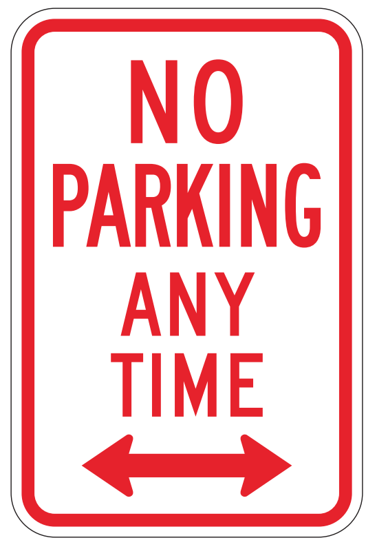 No Parking Any Time - Bidirectional Arrow | Safety Decals
