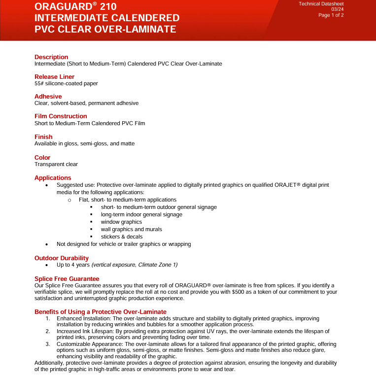 ORAGUARD® 210 Gloss | Safety Decals