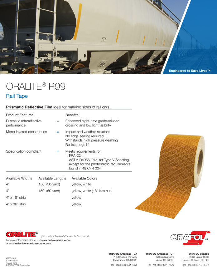 ORALITE® R99 Rail Conspicuity Sheeting | Safety Decals