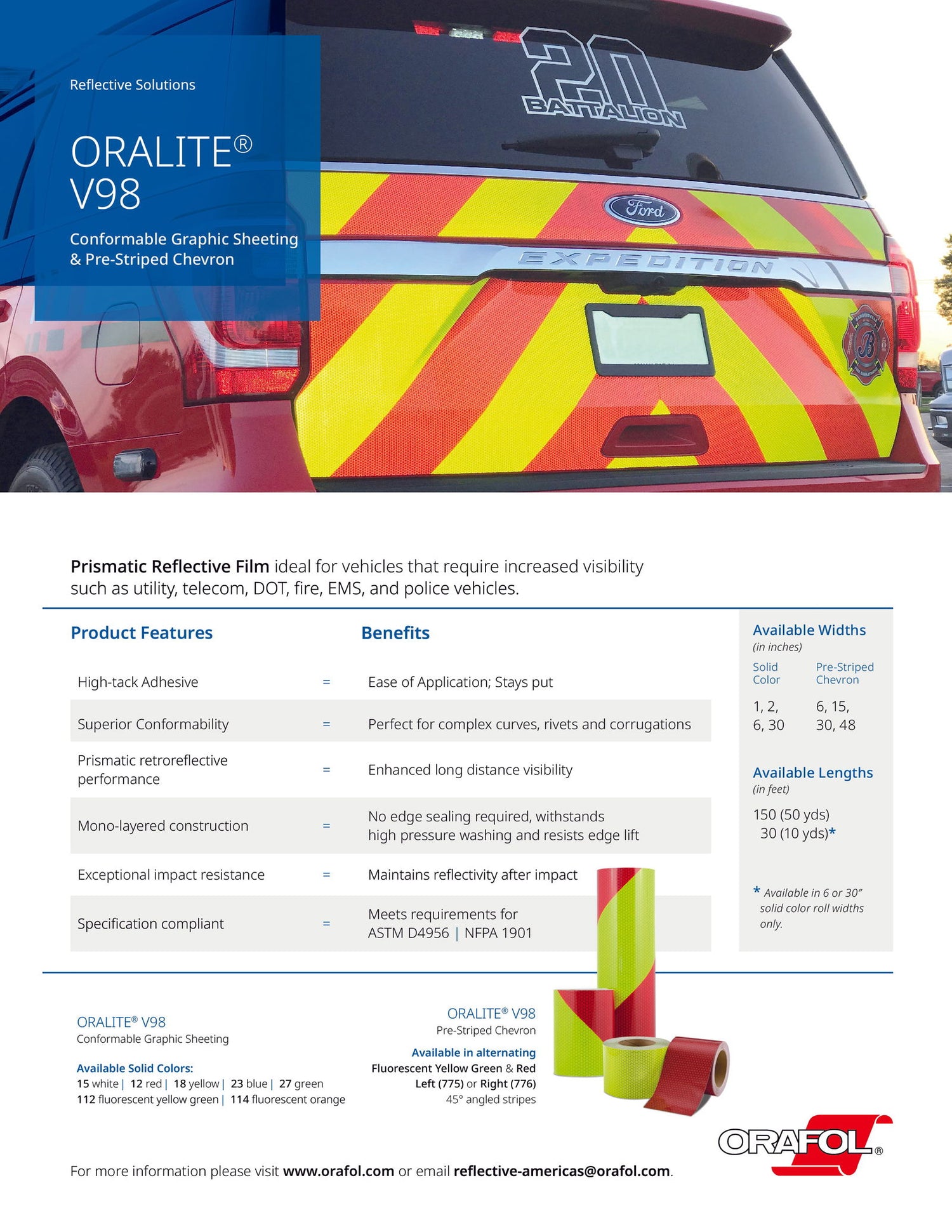 ORALITE® V98 Pre-Striped Chevron - Right Hand | Safety Decals