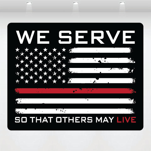 We Serve Flag Decal on ORAJET 3651 vinyl, 4.75x6 inches