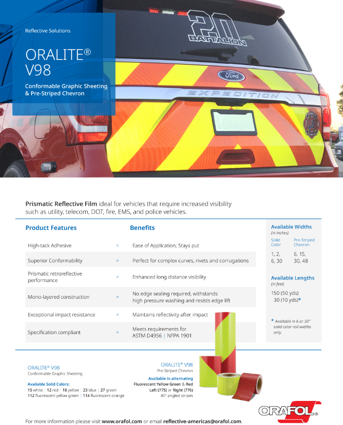 V98 - Comformable Graphic Sheeting w/ High-Tack Adhesive