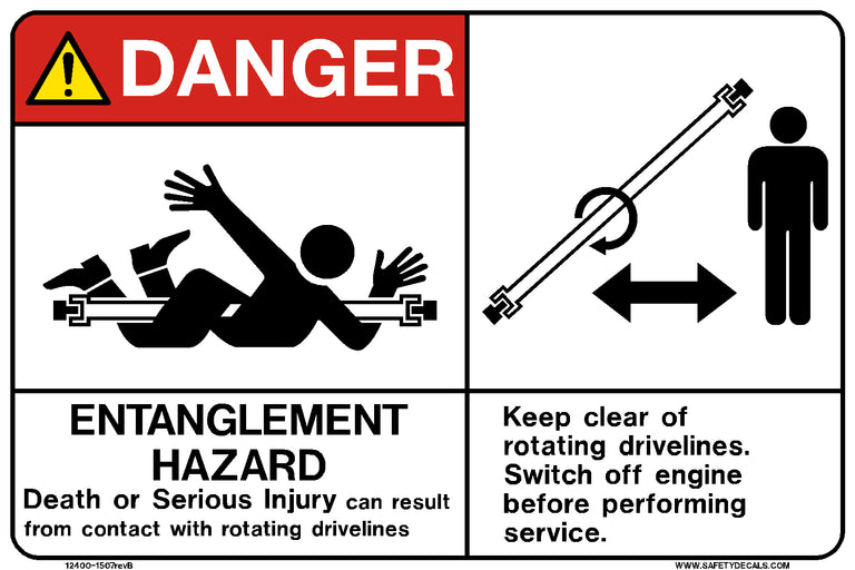 Entanglement Risk Sign Uk Decal - Warning, Entanglement Hazard | Safety Decals