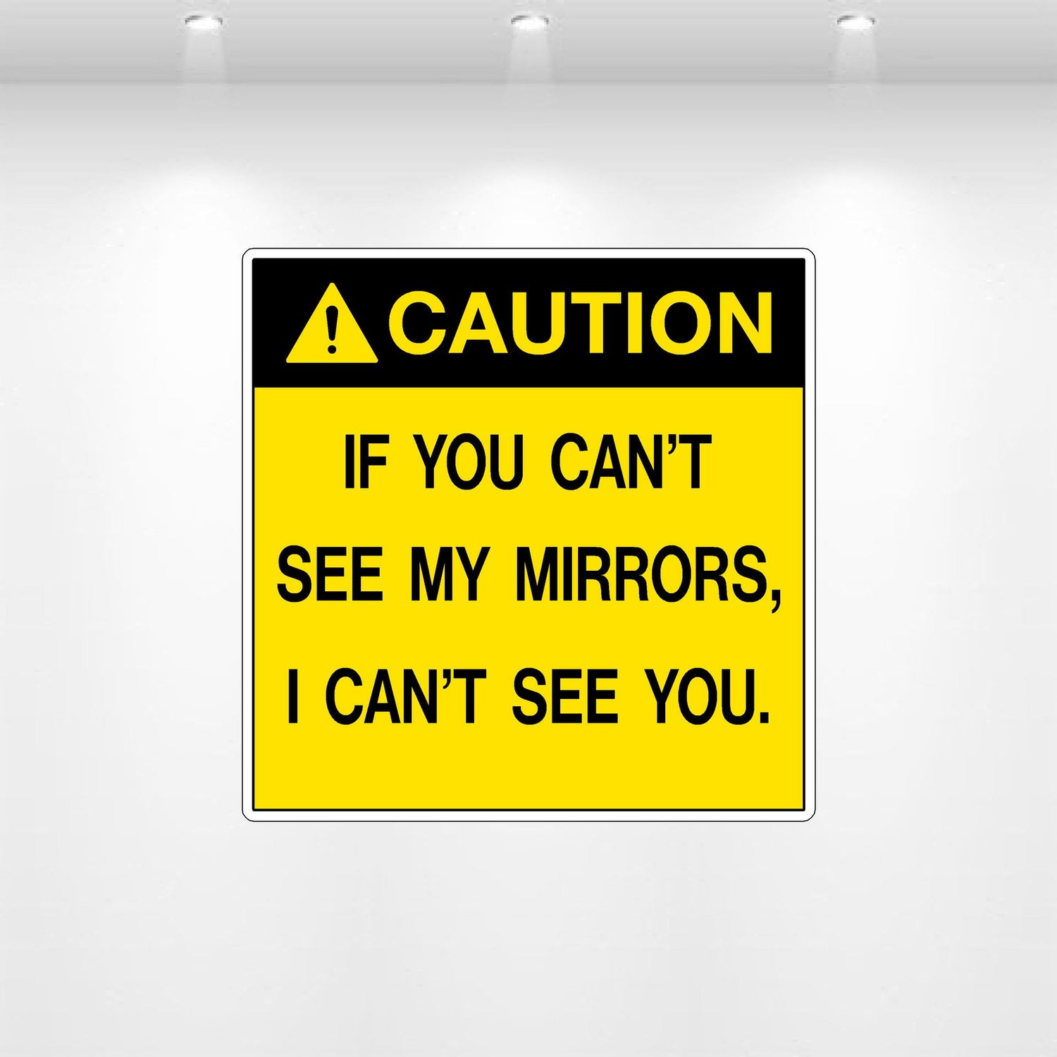 12‑inch safety decal for commercial truck mirrors message