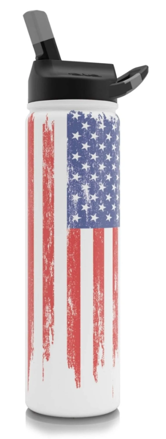Double-wall insulated 27 oz. SIC® water bottle with stars and stripes pattern