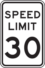 Durable .080 aluminum 30 MPH traffic sign compliant with MUTCD standards