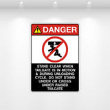 Danger stand clear when tailgate decal 5x7 vinyl tailgate safety warning
