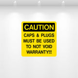 Caps and Plugs Must Be Used safety decal for hydraulic or fueling equipment