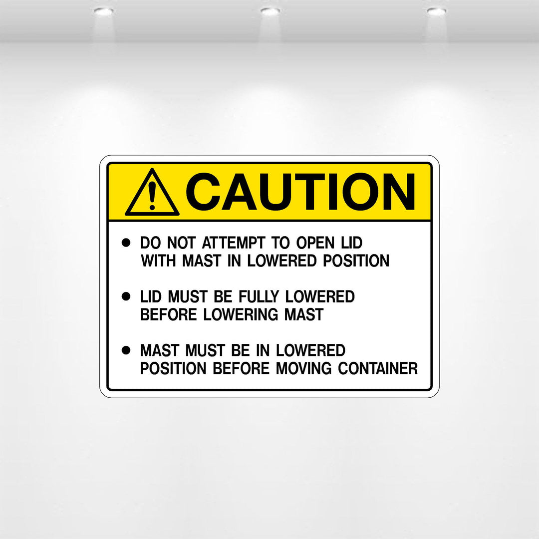 Decal - Caution Do Not Attempt To Open Lid | Safety Decals