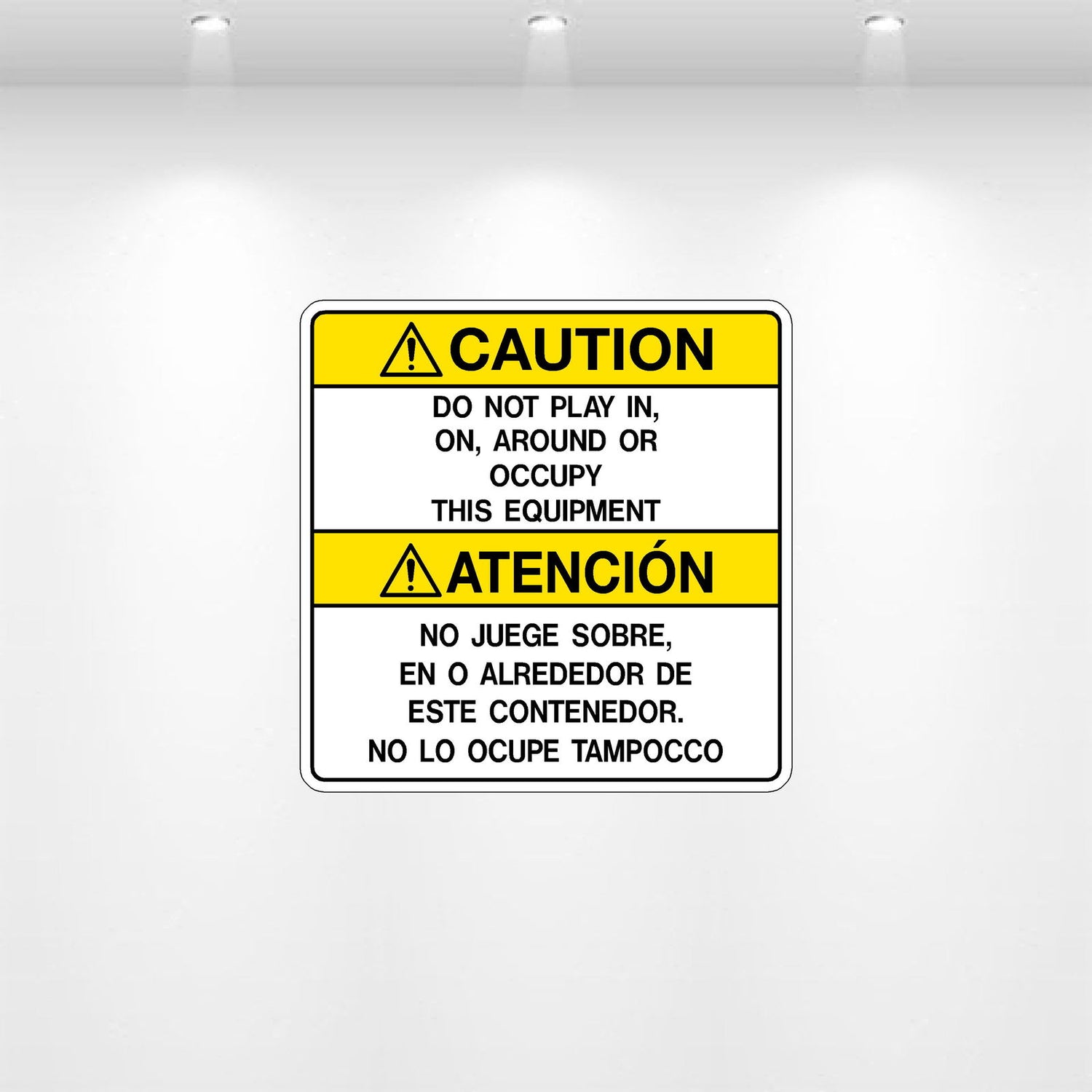 Caution Do Not Play On This Container decal for dumpsters and compactors