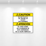 Caution Do Not Play On This Container decal for dumpsters and compactors