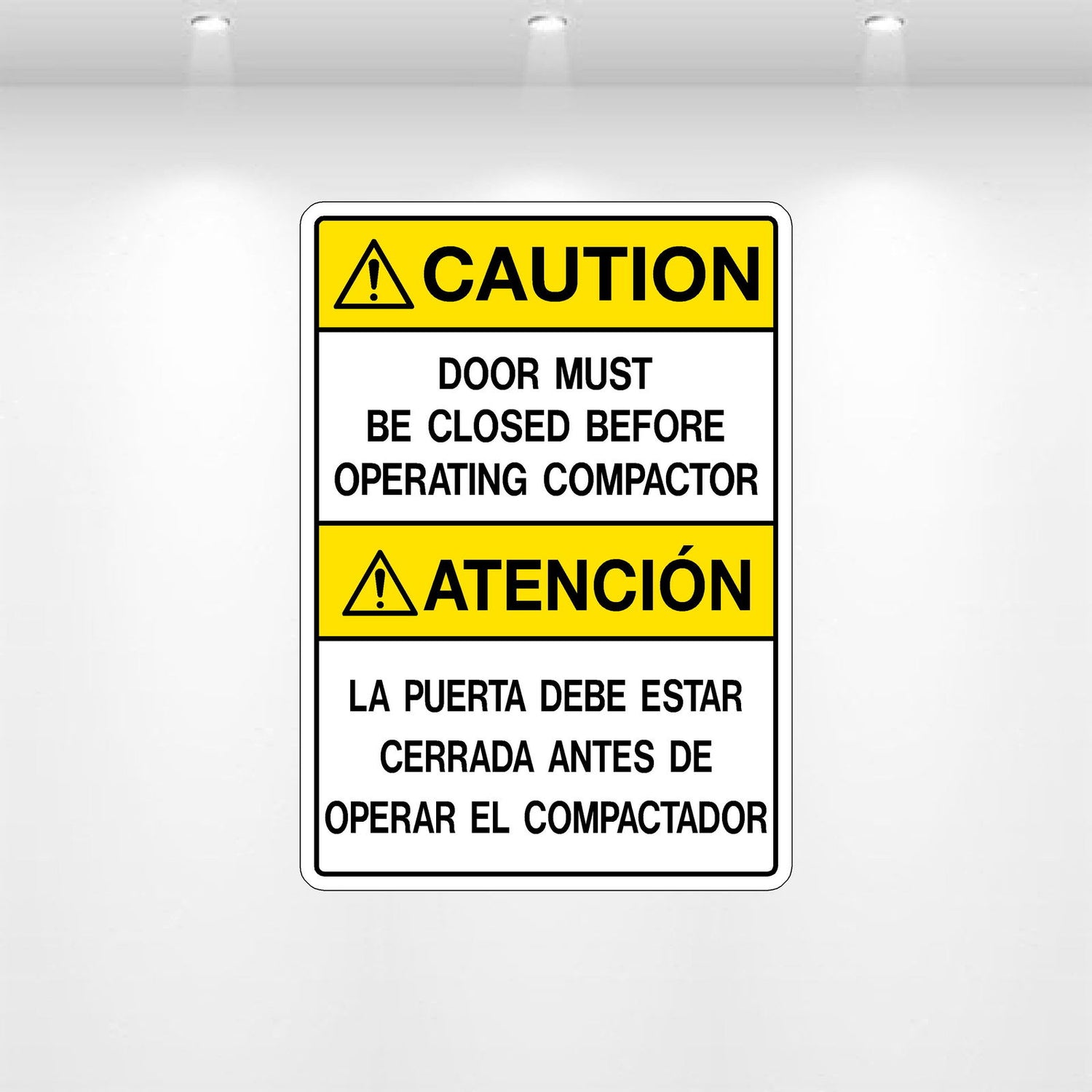 Decal - Caution Door Must Be Closed Before Operating Compactor | Safety Decals