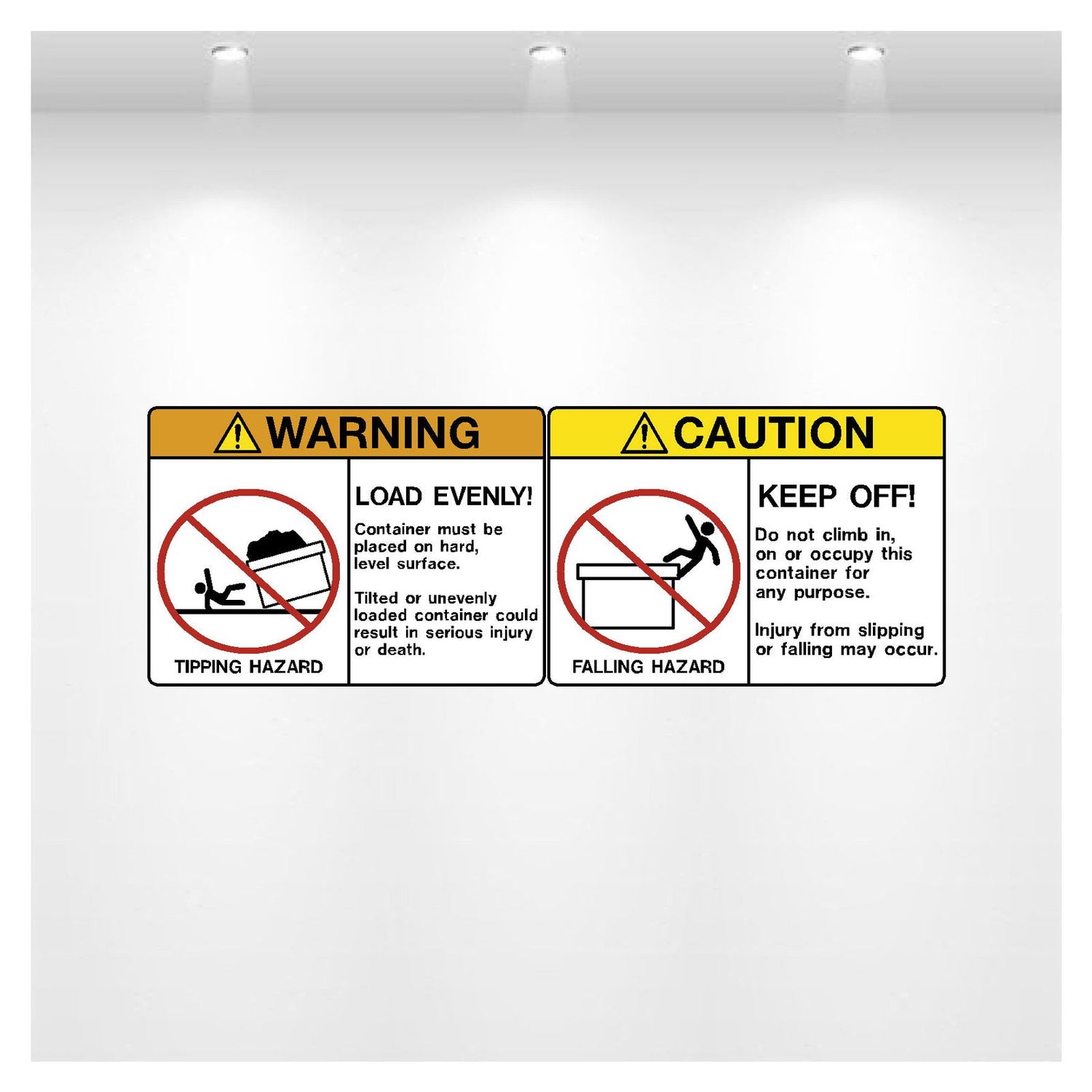 Decal - Caution Falling Hazard & Waring Tipping Hazard | Safety Decals