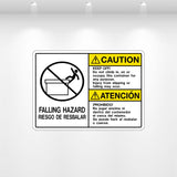 “Caution: Keep Off – Falling Hazard” decal – high-visibility safety label for elevated hazards