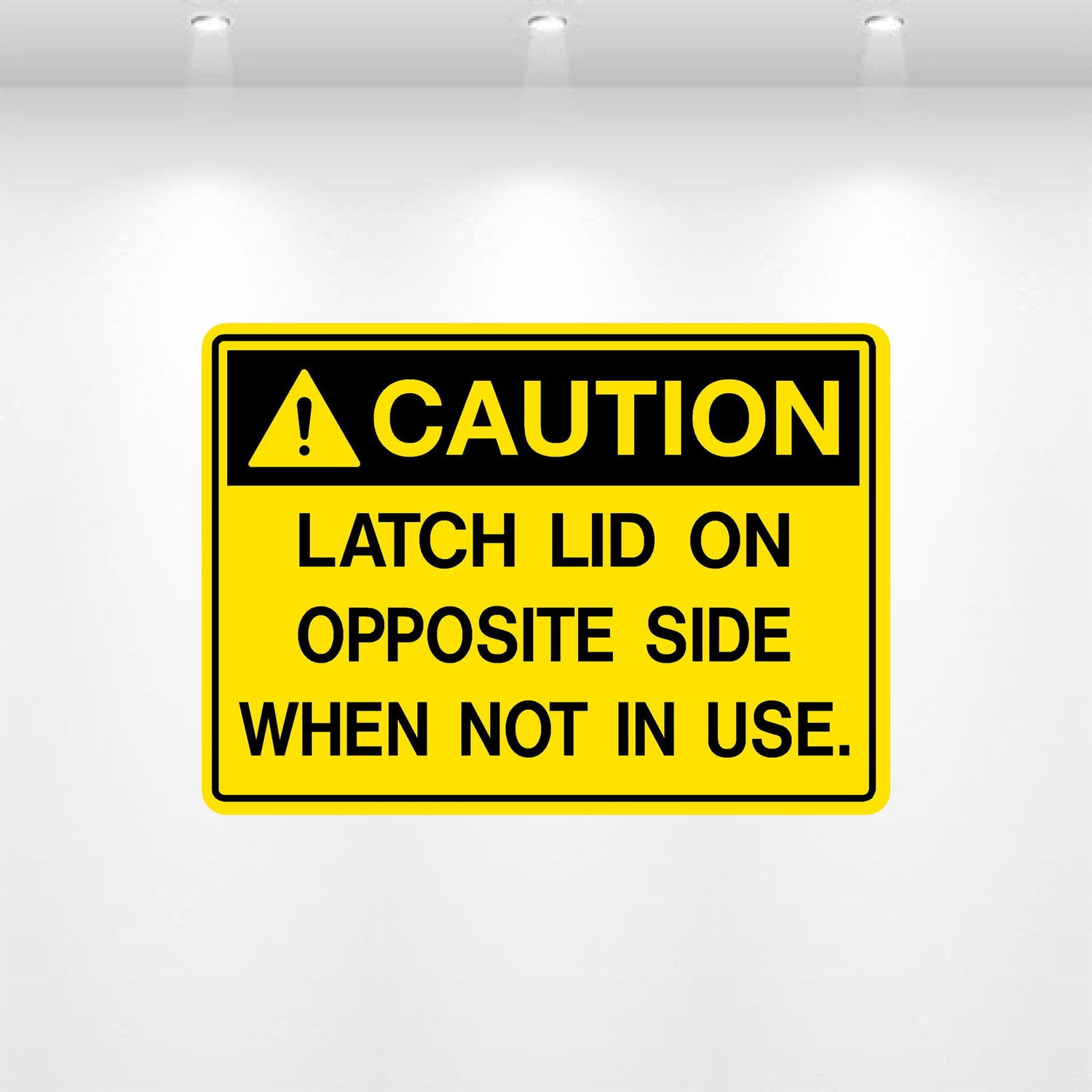 Decal - Caution Latch Lid On Opposite | Safety Decals
