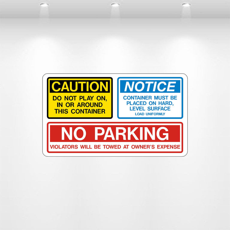 No Parking Container Decal – Caution & Notice Safety Sticker ...
