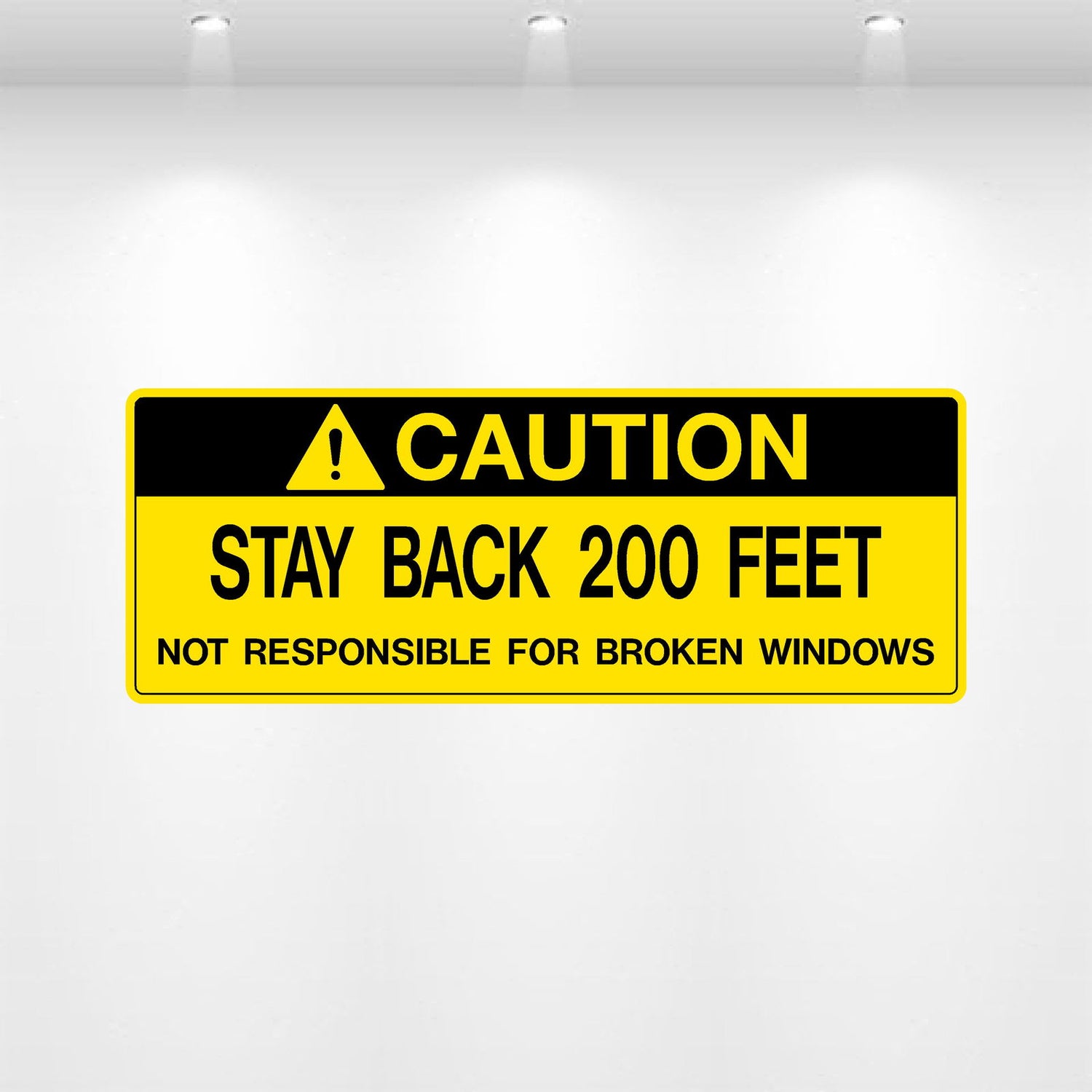 Caution: Stay Back 200 Feet decal – high-visibility safety reminder for trailing vehicles