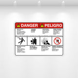 Decal - Danger Bilingual High Voltage Crushing Pressurized Fluid Confined Space | Safety Decals