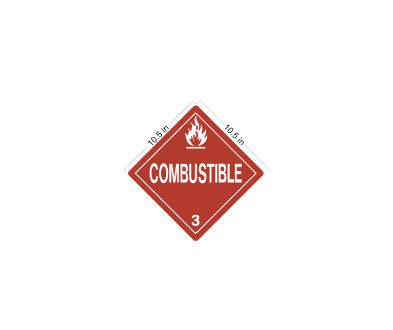 Combustable Waste Sticker Decal - Danger, Combustible, Diamond, Red | Safety Decals
