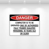 Decal - Danger Compactor is to be Operated Only by | Safety Decals