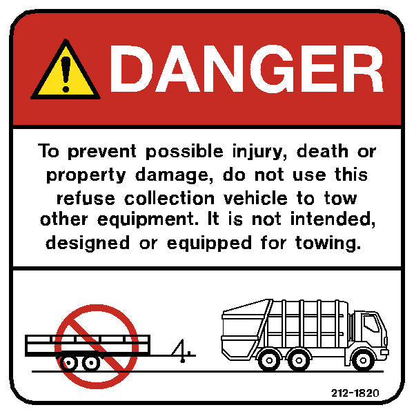 Decal - Danger, Do Not Tow | Safety Decals