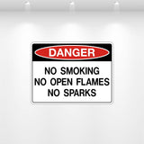 Decal - Danger No Smoking No Open Flames No Sparks | Safety Decals
