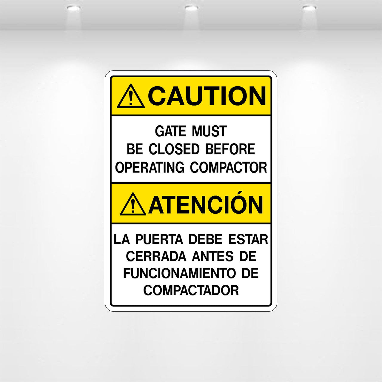 Gate Must Be Closed Compactor Safety Decal | OSHA Warning – Safety Decals