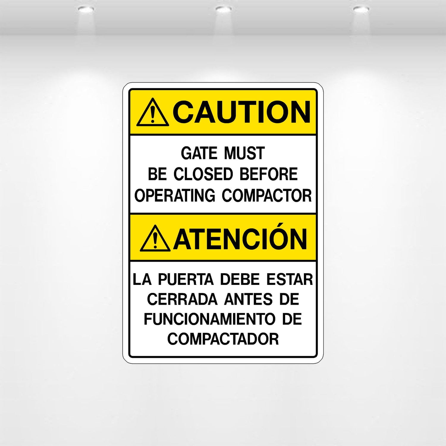 Decal - Gate Must Be Closed Before Operating Compactor | Safety Decals