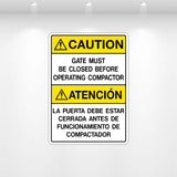 Decal - Gate Must Be Closed Before Operating Compactor | Safety Decals