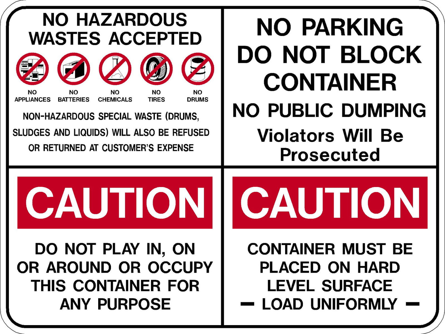 Decal - No Hazardous Wastes Accepted Caution Caution No Parking | Safety Decals