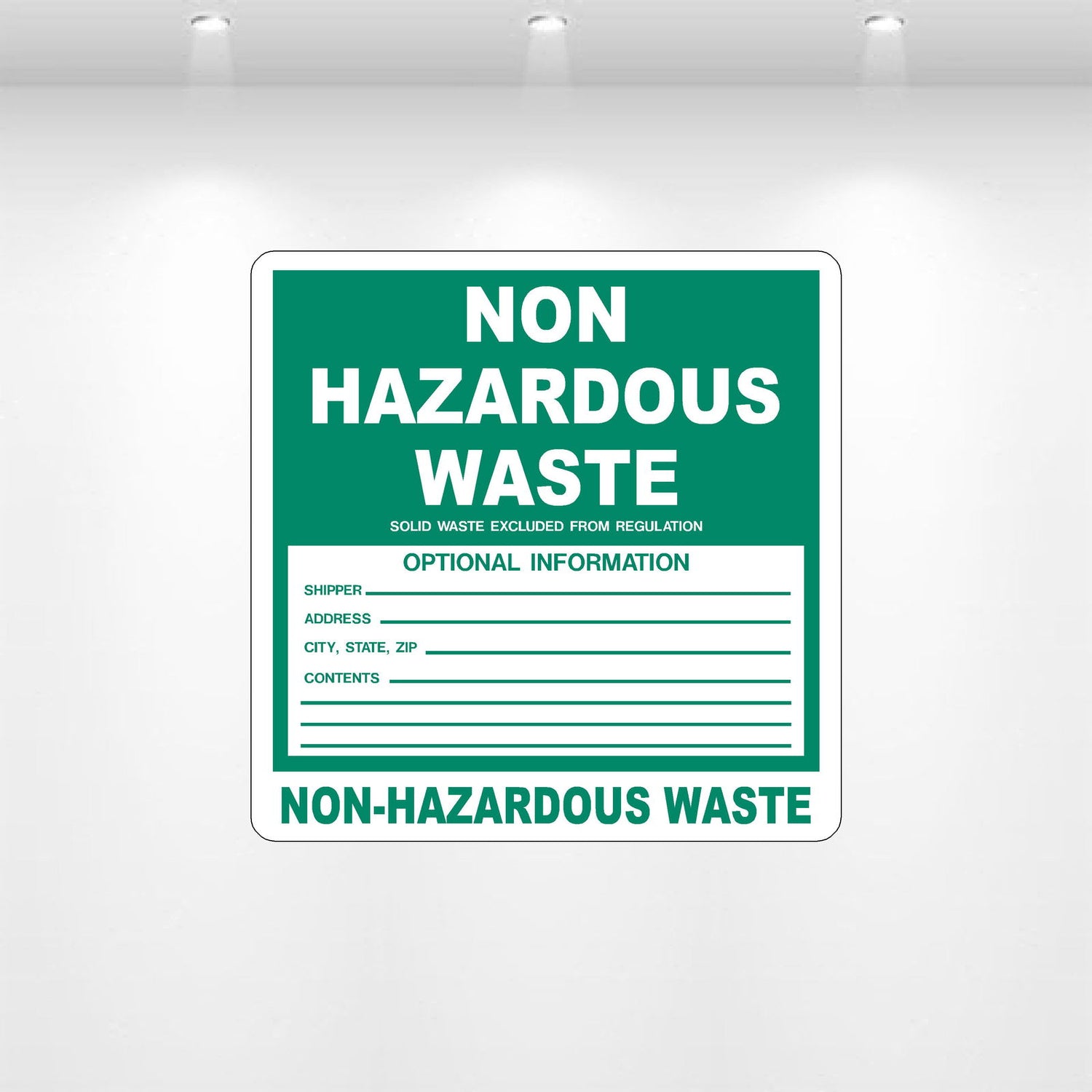 Decal - Non Hazardous Waste Optional Information | Safety Decals