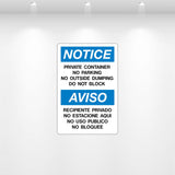 Decal - Notice Private Container | Safety Decals