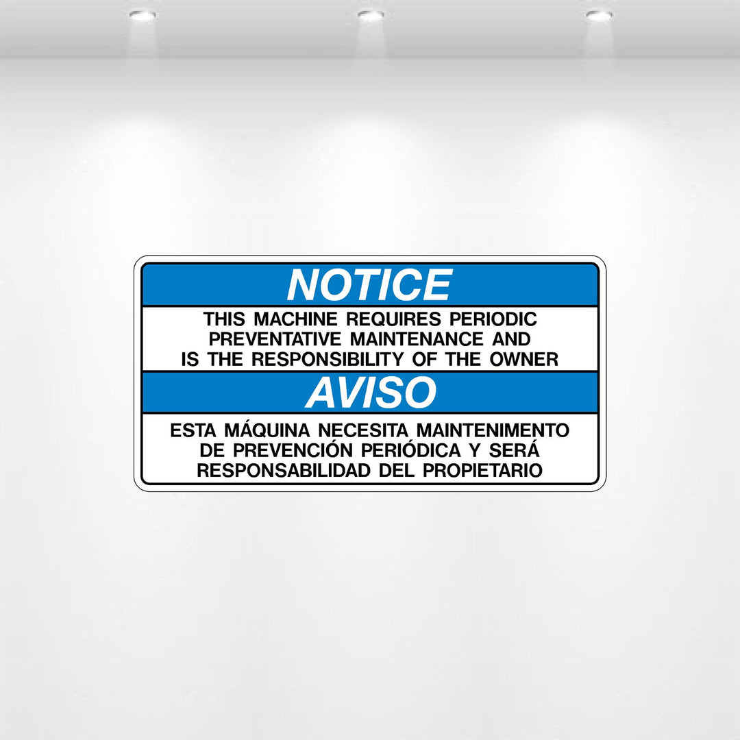 NOTICE Maintenance Required Decal | Industrial Equipment Label – Safety ...