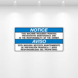 “NOTICE: This Machine Requires Periodic Maintenance” industrial safety decal