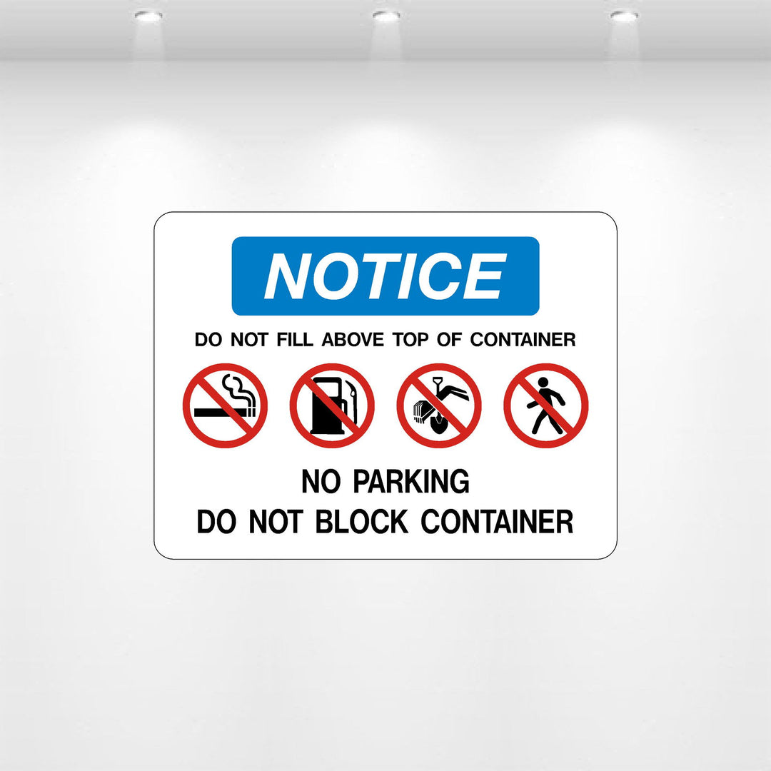 NOTICE Do Not Overfill Container Decal | Safety Label – Safety Decals