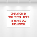 Decal - Operation By Employees Under 18 | Safety Decals