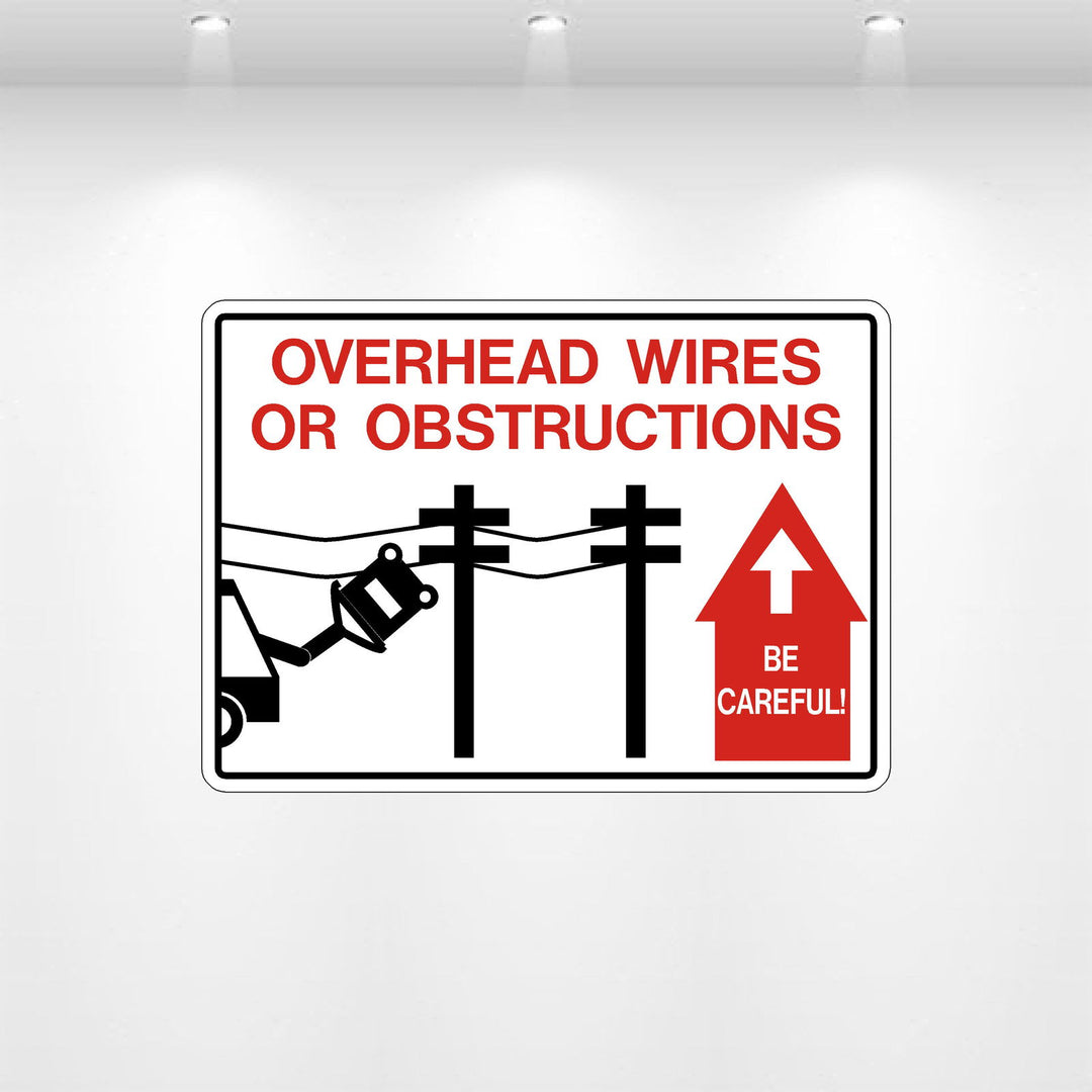 Overhead Line Sticker Decal - Overhead Wires or Obstructions | Safety Decals